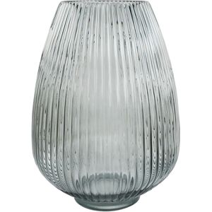Leaf Glass Vase Smoke Grey Ridged Glass Vase 30cm Leaf Glass Vase Smoke Grey Ridged Glass Vase 30cm
