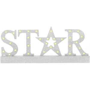 Does Not Apply Silver Coloured Glitter Star Word Light Up Wooden Sign With Warm White Leds 40cm Does Not Apply Silver Coloured Glitter Star Word Light Up Wooden Sign With Warm White Leds 40cm