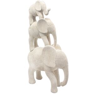Lesser & Pavey 3 Elephants Animal Figurine Resin Ornament Twist Rope Style Neutral Home Decor Lesser & Pavey 3 Elephants Animal Figurine Resin Ornament Twist Rope Style Neutral Home Decor