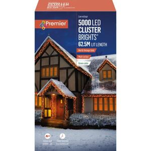 Premier 5000 Led Cluster Indoor Outdoor Christmas Tree Lights Timer Red & Vintage Gold Premier 5000 Led Cluster Indoor Outdoor Christmas Tree Lights Timer Red & Vintage Gold