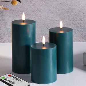 eywamage Eywamage Green Flameless Pillar Candles With Remote, Flickering Battery Powered eywamage Eywamage Green Flameless Pillar Candles With Remote, Flickering Battery Powered