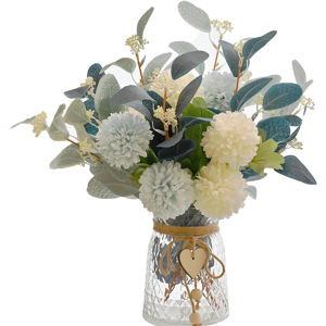 Does Not Apply Artificial Flowers With Vase, Faux Flower Arrangement With Eucalyptus Leaves, Si Does Not Apply Artificial Flowers With Vase, Faux Flower Arrangement With Eucalyptus Leaves, Si