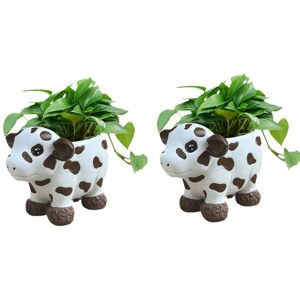 Sodial 2x(Cow Flower Pot Indoor Plant Spot Vase Desktop Resin Flower Pot Dining8553 Sodial 2x(Cow Flower Pot Indoor Plant Spot Vase Desktop Resin Flower Pot Dining8553