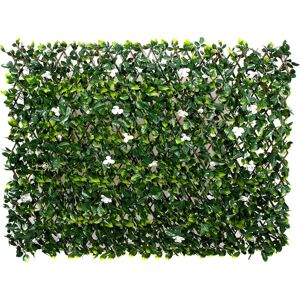 Greenbrokers Artificial Green Wall Trellis 1x2m Willow Fence White Flowers Greenbrokers Artificial Green Wall Trellis 1x2m Willow Fence White Flowers