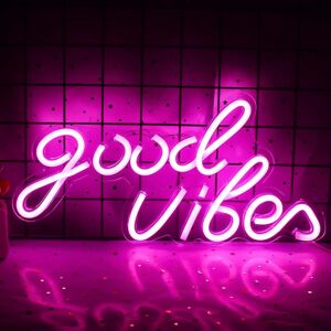 Good Vibes Neon Led Sign, Pink Good Vibes Neon Sign, Real Acrylic Neon Light Good Vibes Neon Led Sign, Pink Good Vibes Neon Sign, Real Acrylic Neon Light