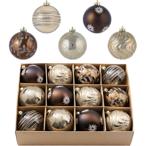 Branded Christmas Tree Decorations Copper Baubles,12pcs 8cm Bronze Luxury Shatterproof B Branded Christmas Tree Decorations Copper Baubles,12pcs 8cm Bronze Luxury Shatterproof B