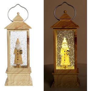 Jingles Bo Christmas Glitter Water Spinner Light Up Décor Wood Lantern Santa Jingles Bo Christmas Glitter Water Spinner Light Up Décor Wood Lantern Santa