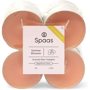 Spaas 8 X 8 Citronella Maxi Tealights, ± 10 Hours, Fairy Pink, Summer Blossom Spaas 8 X 8 Citronella Maxi Tealights, ± 10 Hours, Fairy Pink, Summer Blossom