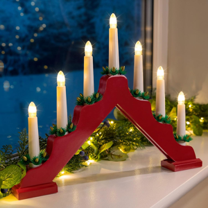 Does Not Apply Christmas Candle Bridge Light 7 Led Battery Operated Wooden Decoration (Red) Does Not Apply Christmas Candle Bridge Light 7 Led Battery Operated Wooden Decoration (Red)