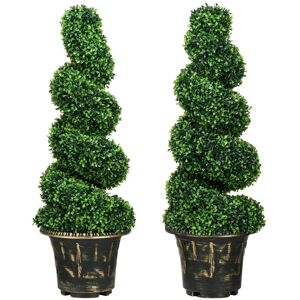 Homcom Set Of 2 Potted Artificial Plants Topiary Spiral Boxwood Trees 90 Cm New Homcom Set Of 2 Potted Artificial Plants Topiary Spiral Boxwood Trees 90 Cm New