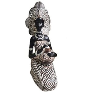 Sodial 2x(Resin Statue Decor Figurines Retro African Women Holding Pottery Pots9158 Sodial 2x(Resin Statue Decor Figurines Retro African Women Holding Pottery Pots9158