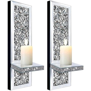Does Not Apply ® Elegant Silver Mirrored Candle Sconce With Scattered Diamond Accents – Wall-Mo Does Not Apply ® Elegant Silver Mirrored Candle Sconce With Scattered Diamond Accents – Wall-Mo