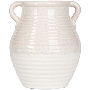 Bps Home Ceramic Vase White Beige Ribbed Amphora Flower Vase Table Shelf Home Decor 26cm Bps Home Ceramic Vase White Beige Ribbed Amphora Flower Vase Table Shelf Home Decor 26cm
