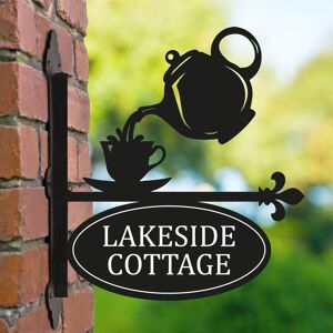 Black Country Metal Works Teapot & Cup Iron Bracketed House Name Sign Black Country Metal Works Teapot & Cup Iron Bracketed House Name Sign
