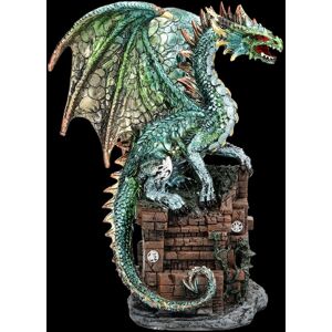 Dragon Figure Green Gold - Guard Temple Ruins - Fantasy Gothic Deco H 21,5 Dragon Figure Green Gold - Guard Temple Ruins - Fantasy Gothic Deco H 21,5