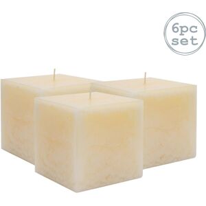 Nicola Spring 6x Square Vanilla Pillar Candles Large Scented Single Wick 120 Hours Cream Nicola Spring 6x Square Vanilla Pillar Candles Large Scented Single Wick 120 Hours Cream