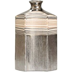 Bps Home Ceramic Vase Silver Multicoloured Stripes Flower Vase Table Shelf Decor 30cm Bps Home Ceramic Vase Silver Multicoloured Stripes Flower Vase Table Shelf Decor 30cm