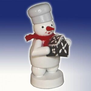 Fa. Volker Zenker Erzgebirgische Volkskunst Winter Decoration Snowman With Baker With Gingerbread House Height 8cm New Snow Fa. Volker Zenker Erzgebirgische Volkskunst Winter Decoration Snowman With Baker With Gingerbread House Height 8cm New Snow
