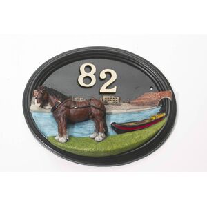 Black Country Metal Works Wall Mounted Hand Painted Cast Horse Drawn Canal Barge House Number Sign Black Country Metal Works Wall Mounted Hand Painted Cast Horse Drawn Canal Barge House Number Sign