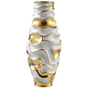 Bps Home Ceramic Vase White & Gold Textured Ripples Flower Vase Table Shelf Decor 36cm Bps Home Ceramic Vase White & Gold Textured Ripples Flower Vase Table Shelf Decor 36cm