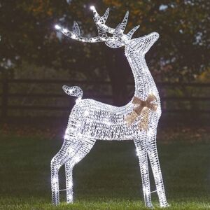 Three Kings 115cm Silver Glitter Reindeer Led Light Up Christmas Decoration Three Kings 115cm Silver Glitter Reindeer Led Light Up Christmas Decoration
