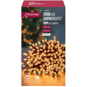 Premier 1000 Led Multi-Action Supabright Christmas Tree Light Timer Vintage Gold Premier 1000 Led Multi-Action Supabright Christmas Tree Light Timer Vintage Gold