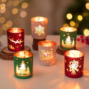 Hewory Christmas Candle Holder Decorations: Set Of 6 Tea Light Candle Holders Ch Hewory Christmas Candle Holder Decorations: Set Of 6 Tea Light Candle Holders Ch