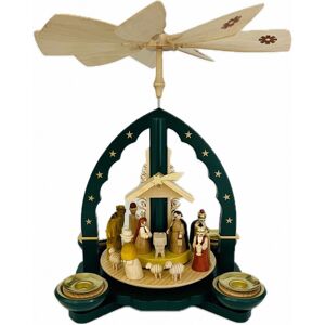 Richard Glässer Seiffen Christmas Pyramid Of Christ Nativity Green Tea Light And Candles,.. Rg 16079 New Richard Glässer Seiffen Christmas Pyramid Of Christ Nativity Green Tea Light And Candles,.. Rg 16079 New