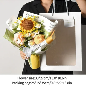 Crochet Artificial Flower Bouquet Woven Plant Home Wedding Decor Graduation Gift Crochet Artificial Flower Bouquet Woven Plant Home Wedding Decor Graduation Gift