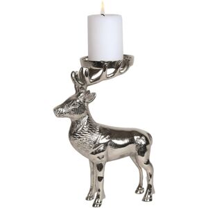 Straits Christmas Pillar Candle Holder - Silver Reindeer Straits Christmas Pillar Candle Holder - Silver Reindeer