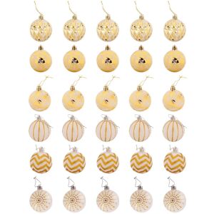 Sodial 4x(30pcs Christmas Tree Decor High Qulity White Gold Ornament Bauble Party7026 Sodial 4x(30pcs Christmas Tree Decor High Qulity White Gold Ornament Bauble Party7026