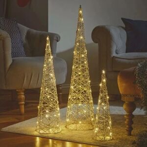 Smart Garden Set Of 3 Gold Weave Christmas Treebelisk Battery Powered Led Xmas Tree Set Decor Smart Garden Set Of 3 Gold Weave Christmas Treebelisk Battery Powered Led Xmas Tree Set Decor