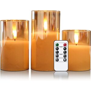 Eldnacele Gold Glass Flameless Candles Flickering With Remote, 3d Wick Battery Eldnacele Gold Glass Flameless Candles Flickering With Remote, 3d Wick Battery