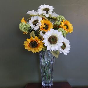 Leaf 80cm White And Yellow Sunflower Mix Glass Vase Leaf 80cm White And Yellow Sunflower Mix Glass Vase