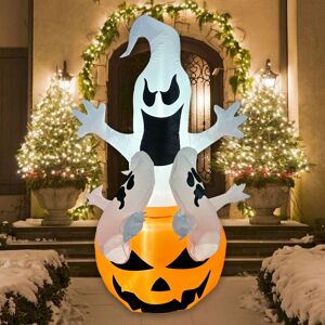(Eu Plug)Halloween Inflatable Three White Ghost With Led Light 6ft (Eu Plug)Halloween Inflatable Three White Ghost With Led Light 6ft
