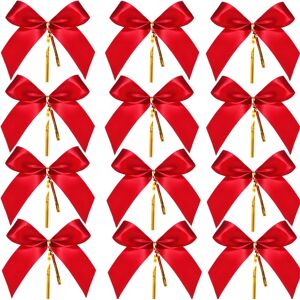 Sumind 48 Pieces Christmas Bow Red Ribbon Bow For Christmas Tree, Xmas Wreath, G Sumind 48 Pieces Christmas Bow Red Ribbon Bow For Christmas Tree, Xmas Wreath, G