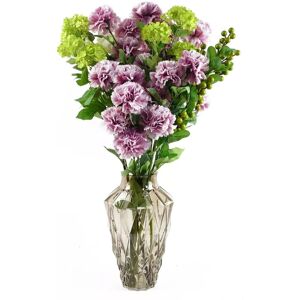 Leaf Pink Carnation Flowers Display Glass Vase Large 70cm Artificial Deluxe Leaf Pink Carnation Flowers Display Glass Vase Large 70cm Artificial Deluxe