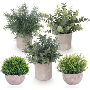 Ilauke Set Of 5 Mini Potted Artificial Plants Fake Small Eucalyptus Rosemary Greenery Ilauke Set Of 5 Mini Potted Artificial Plants Fake Small Eucalyptus Rosemary Greenery