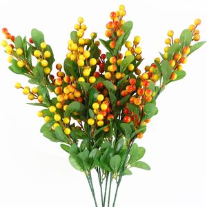 Leaf Pack Of 6 X 70cm Artificial Orange Berry Spray Leaf Pack Of 6 X 70cm Artificial Orange Berry Spray