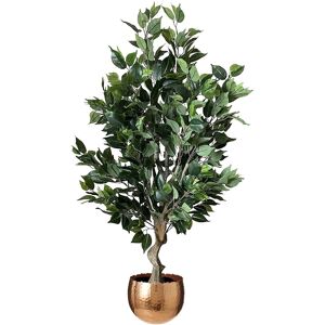 Leaf 100cm Green Artificial Faux Ficus Twist Tree In Copper Curve Planter, Premium Xl Leaf 100cm Green Artificial Faux Ficus Twist Tree In Copper Curve Planter, Premium Xl