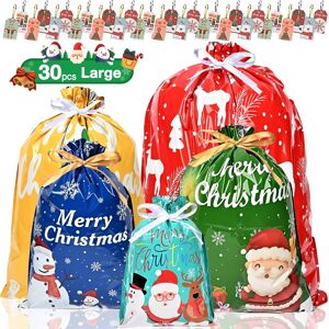 Linkecn Christmas Wrapping Bags 30pcs Extra Large Christmas Drawstring Gift Bags With T Linkecn Christmas Wrapping Bags 30pcs Extra Large Christmas Drawstring Gift Bags With T