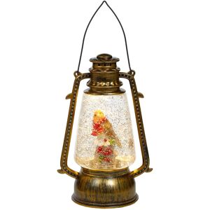 Premier Christmas Lantern Water Spinner 24cm Glitter Light Up - Robin And Holly Premier Christmas Lantern Water Spinner 24cm Glitter Light Up - Robin And Holly