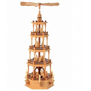 Seiffener Volkskunst Christmas Pyramid Natural 4-Storey With The Birth Of Christ Elect.. Sv 1s728 New Seiffener Volkskunst Christmas Pyramid Natural 4-Storey With The Birth Of Christ Elect.. Sv 1s728 New