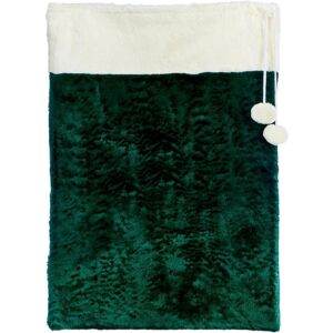 Festive Fun Christmas Sack 80x55cm Green With White Faux Fur Trim & Pom Poms Gift Bag Festive Fun Christmas Sack 80x55cm Green With White Faux Fur Trim & Pom Poms Gift Bag