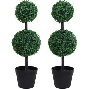 Outsunny Set Of 2 Artificial Boxwood Ball Topiary Trees Potted Decorative Plant Outsunny Set Of 2 Artificial Boxwood Ball Topiary Trees Potted Decorative Plant