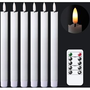 Eldnacele Flameless White Taper Candles Flickering With Remote And Timer, Batte Eldnacele Flameless White Taper Candles Flickering With Remote And Timer, Batte