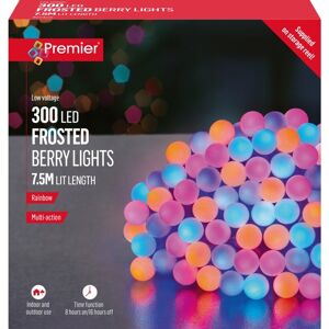 Premier 300 Led Mini Berry Lights Rainbow Coloured Multi Action & Timer 7.5m Lit Premier 300 Led Mini Berry Lights Rainbow Coloured Multi Action & Timer 7.5m Lit