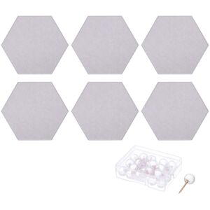 Uxcell 6pcs 12"X10" Self Adhesive Hexagon Cork Felt Bulletin Board With Pins Gray Uxcell 6pcs 12"X10" Self Adhesive Hexagon Cork Felt Bulletin Board With Pins Gray