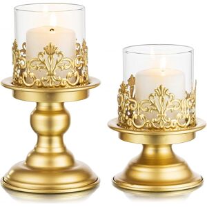 Sziqiqi Gold Pillar Candle Holders For Table Centrepieces - Vintage Metal Candl Sziqiqi Gold Pillar Candle Holders For Table Centrepieces - Vintage Metal Candl