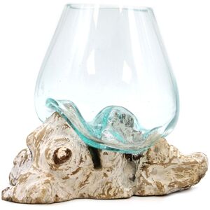 Handmade Molten Glass Vase Bowl On Whitewash Wood Home Decor Centrepiece Large Handmade Molten Glass Vase Bowl On Whitewash Wood Home Decor Centrepiece Large